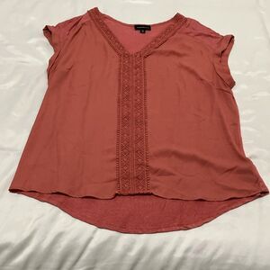 Fortune + Ivy Crochet Accent Pullover Blouse Salmon Size XXL Tunic BOHO Cottage